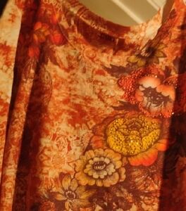 Cato Orange and Red Floral Blouse